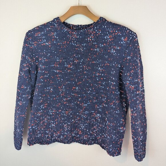 NWT Francesca's Jun & Ivy Blue/Orange Cropped Sweater, Sz L - Picture 1 of 8
